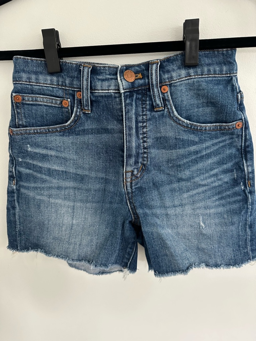 Madewell Medium Blue Distressed Cutoff Denim Shorts